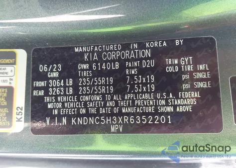 2024 Kia Carnival Mpv Ex z USA, uszkodzony, nr VIN KNDNC5H3XR6352201